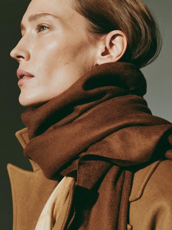 female fashion magazine editorial intelligent minimalism elegant European woman...