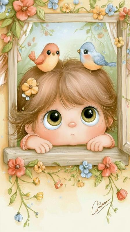 Una niña se asoma a una ventana observando unos...