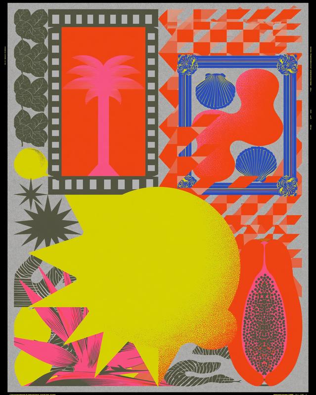 a decorative and bold artwork with a tropical theme...