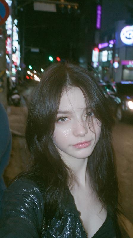 a cinematic night street portrait y2k aesthetic an extremely...