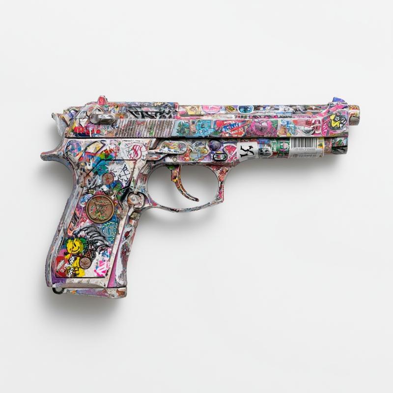 A Beretta 92 pistol completely covered with densely layered...