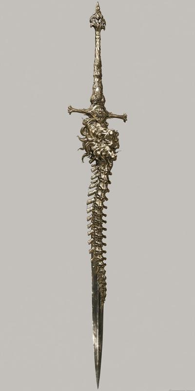 An ancient Twisted golden greatsword made from an entire...