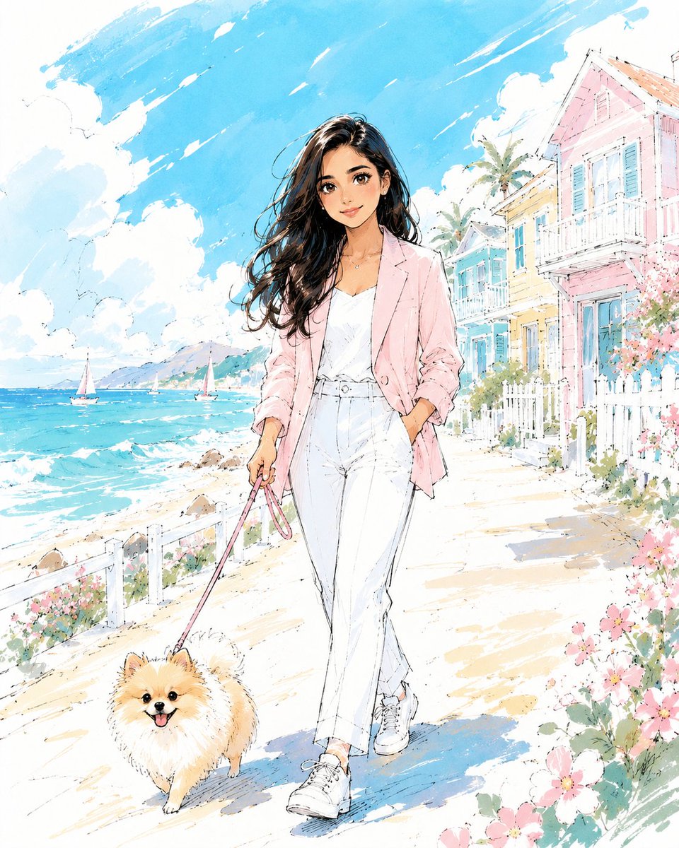 Comic / Storyboard - Seaside Sketch Style Anime Illustration