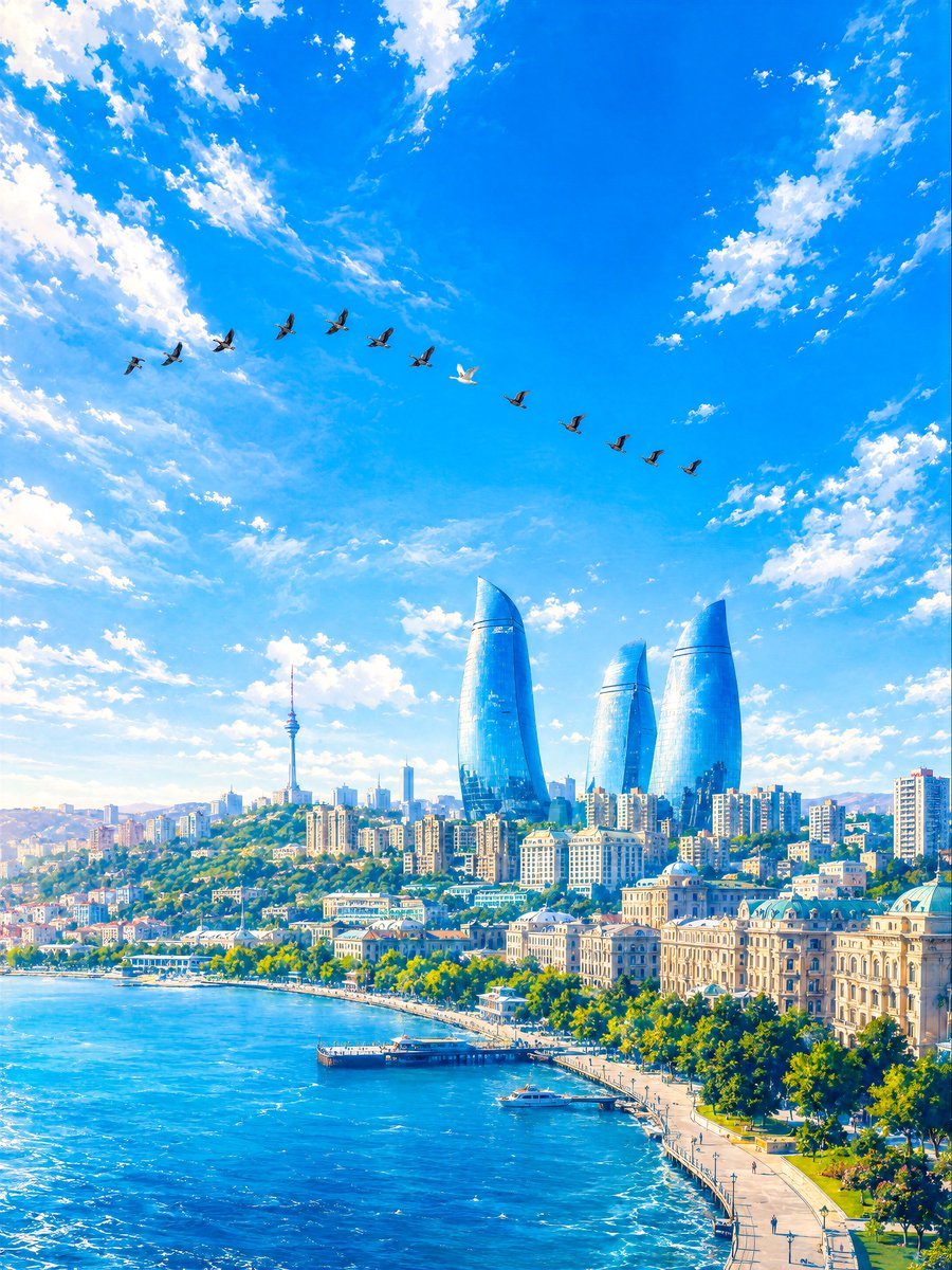 Social Media Post - Baku Flame Towers Aerial Scene