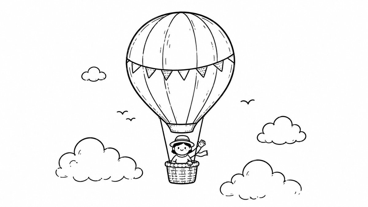 Infographic / Edu Visual - Hot Air Balloon Coloring Page
