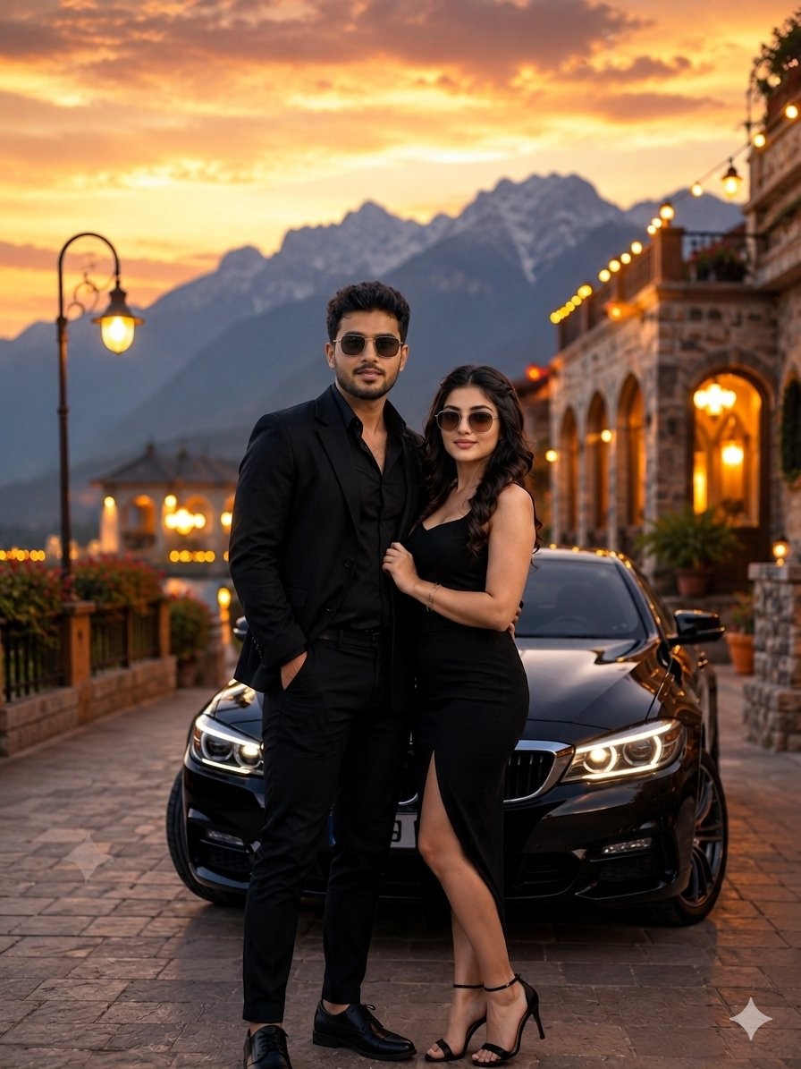Social Media Post - Fashion Photography Couple with Luxury Car