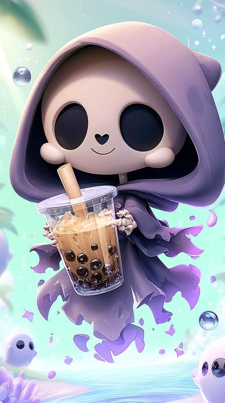 Cute chibi grim reaper redesigned as a high quality...