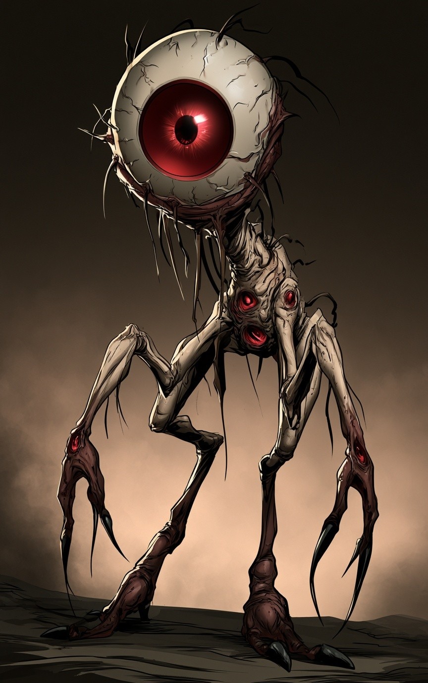 Sci-fi alien horror mutant alien eyeball creature psyche pompos...