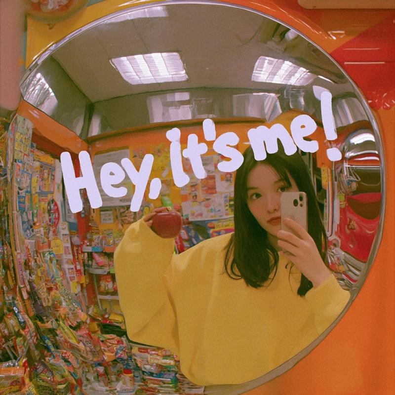 Ultra-realistic iPhone mirror selfie inside a tiny colorful convenience...