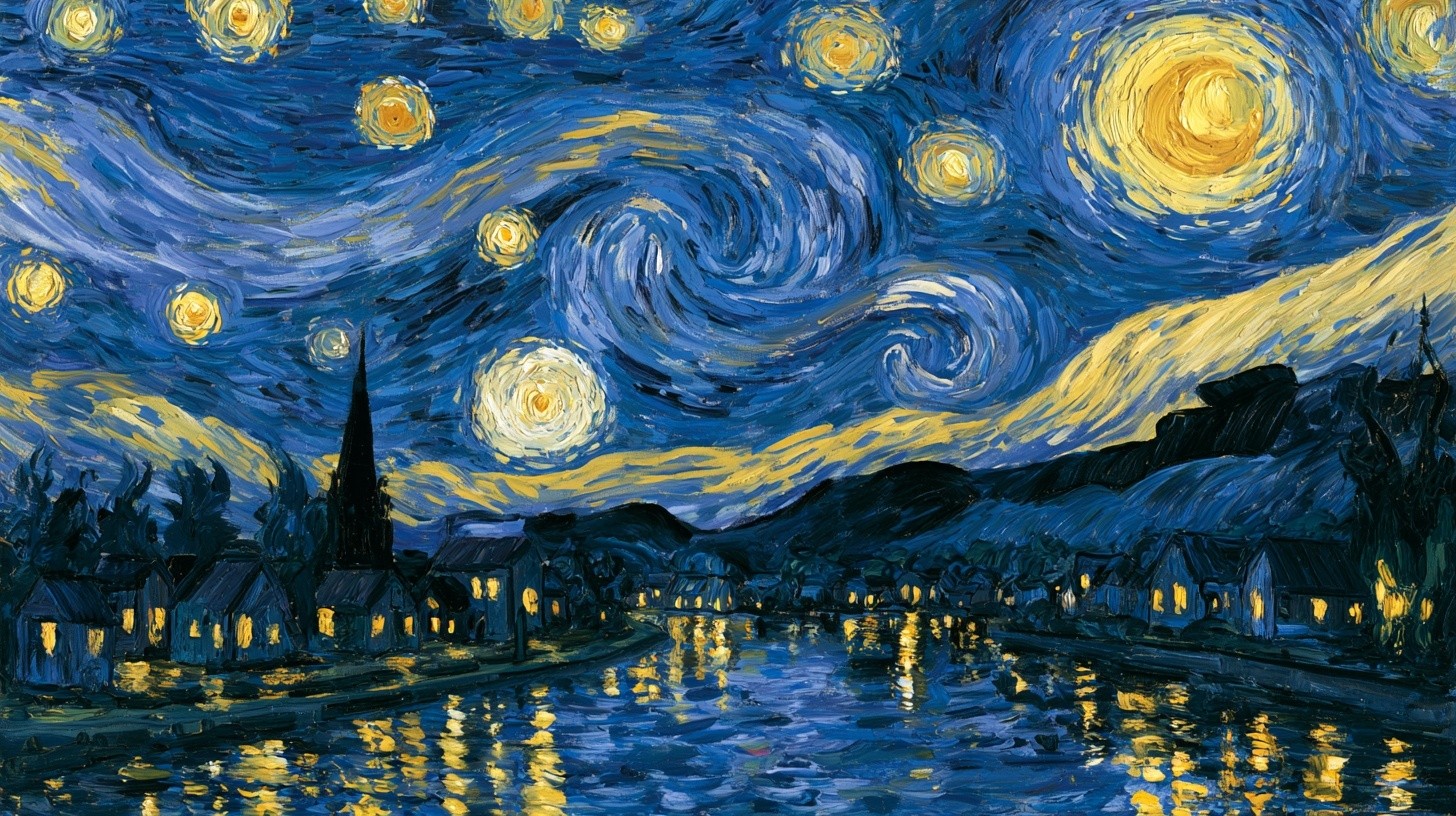 a painting in the style of vincent van gogh's...