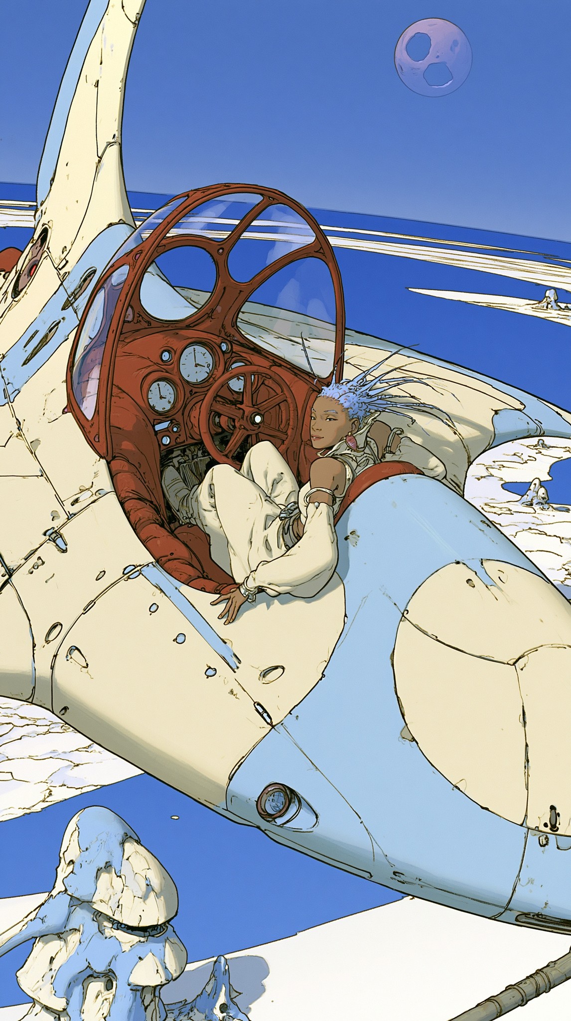 A lady riding a spaceship with an open top...