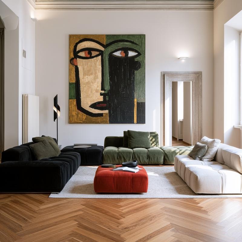 villa masseriamodern minimal environment parquet sofas black green red...