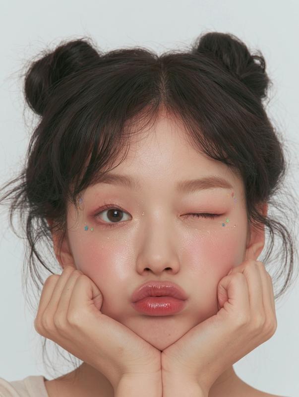 Ultra soft vintage beauty editorial portrait young Korean woman...