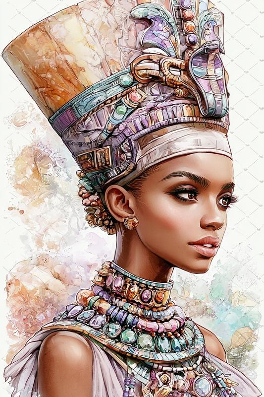 This image showcases a rich style of ancient Egyptian...