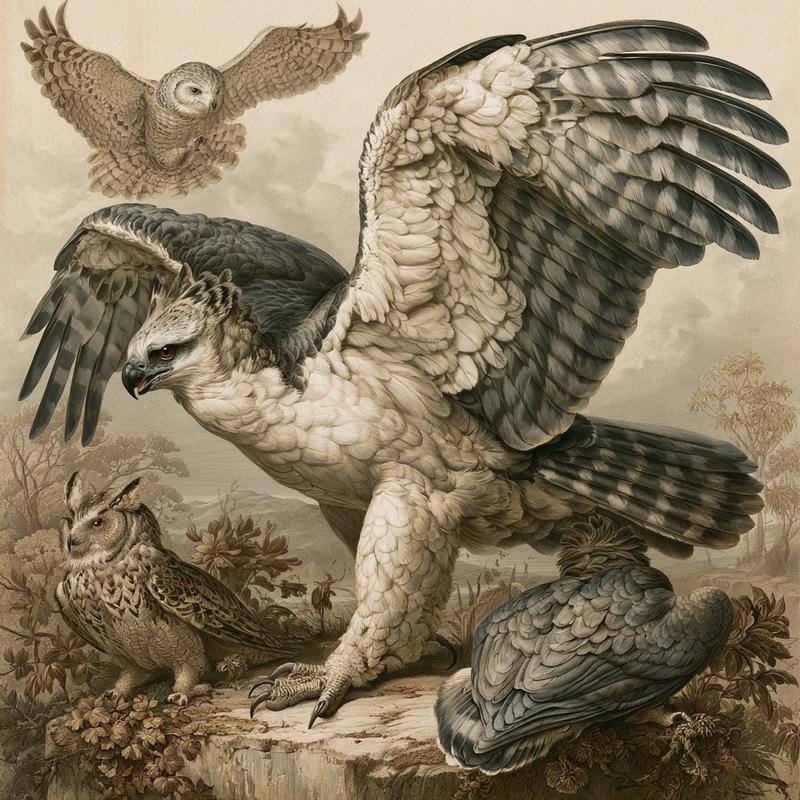 Victorian at noveau picture of a beautiful harpy eagle...
