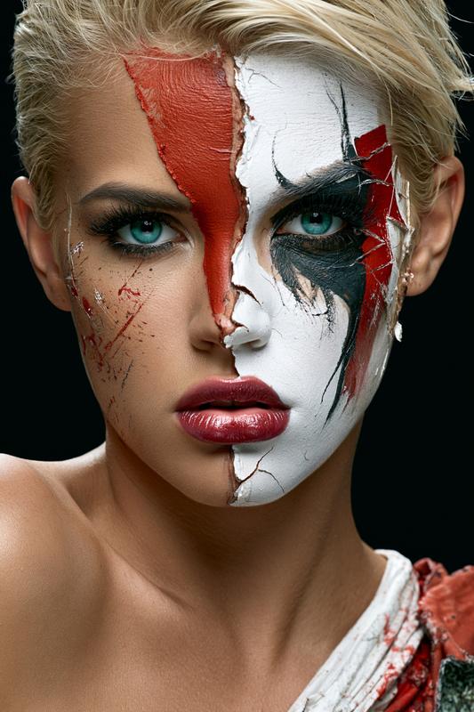 Ultra high quality photorealistic beauty editorial close up portrait...