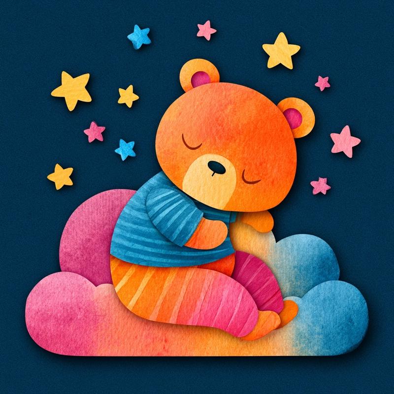 a paper cut style image of a sleeping bear...