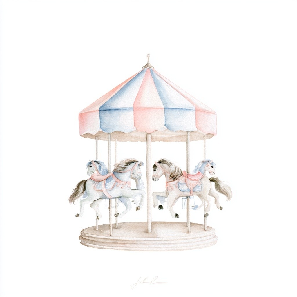 A single isolated modern watercolor clipart of a circus...