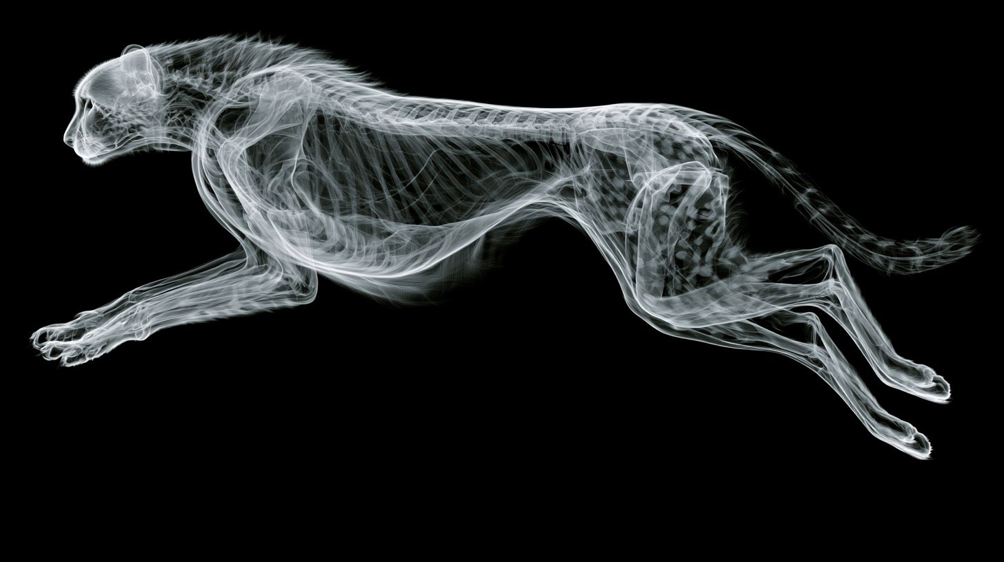 an xray image of a cheetah running The cheetah...