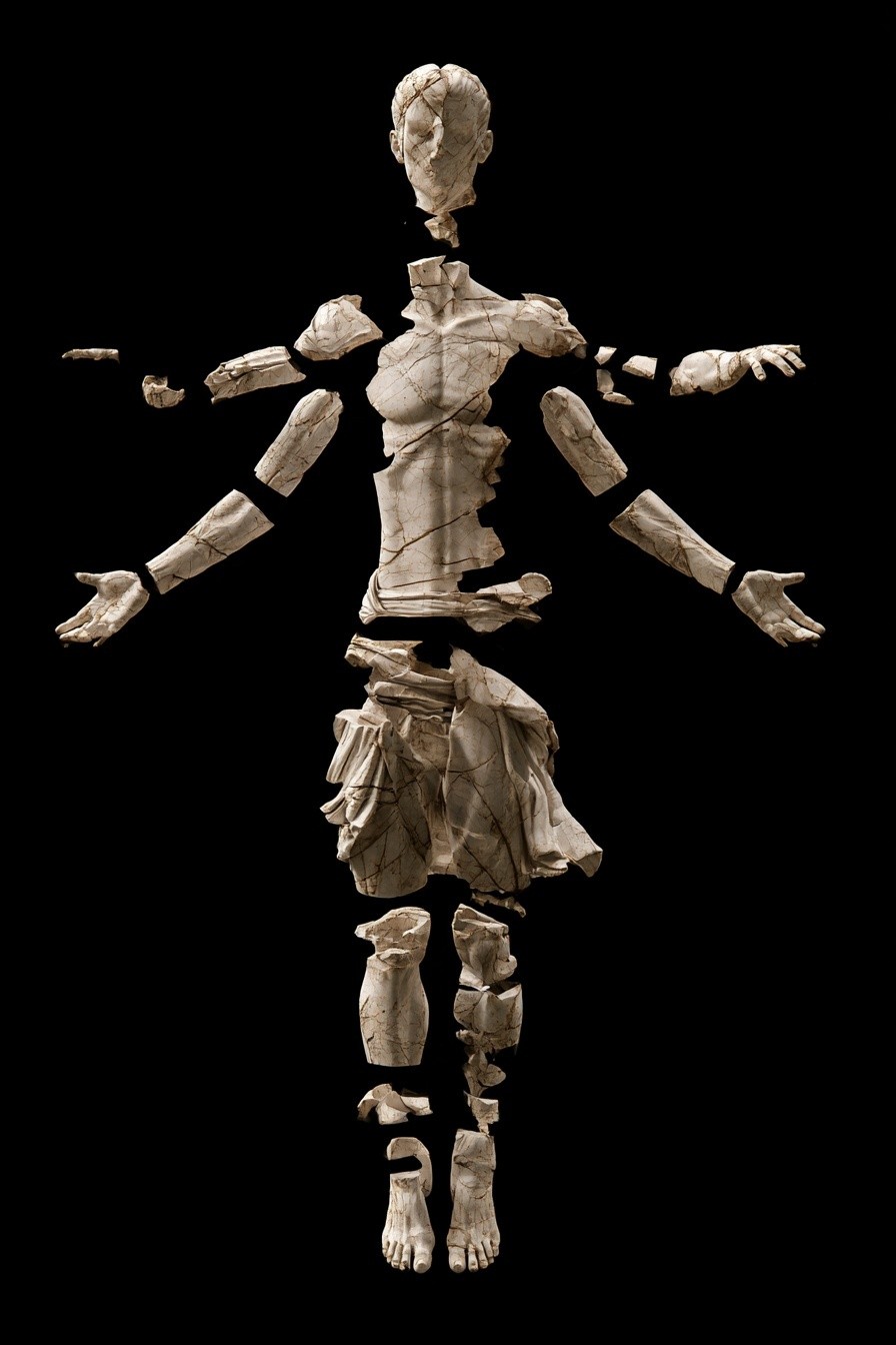 Ancient Lovecraftian marble statue of an anonymous male figure...