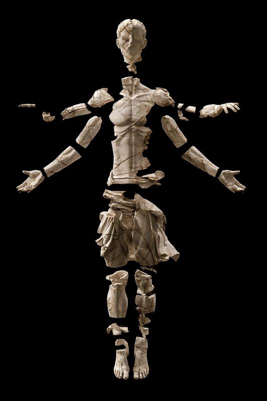 Ancient Lovecraftian marble statue of an anonymous male figure...
