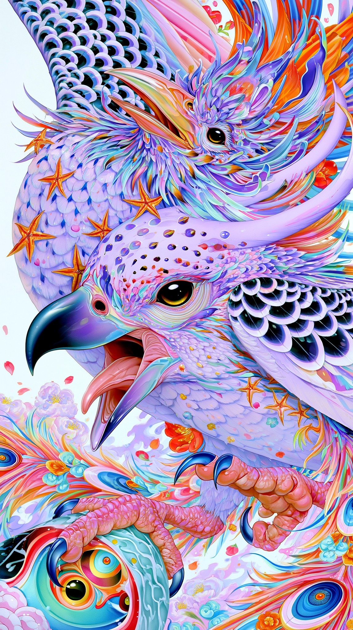 A surreal digital art print featuring a phoenix The...