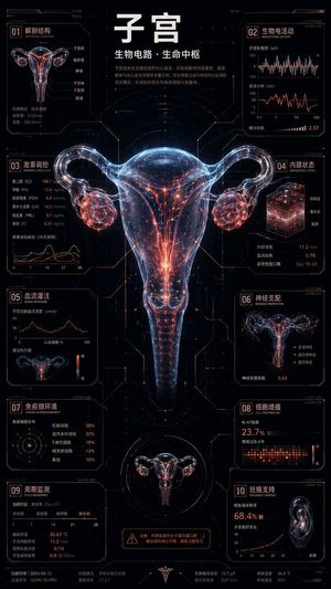 赛博生物发光花卉信息图