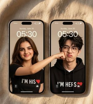 情侣锁屏 iPhone 平铺摄影