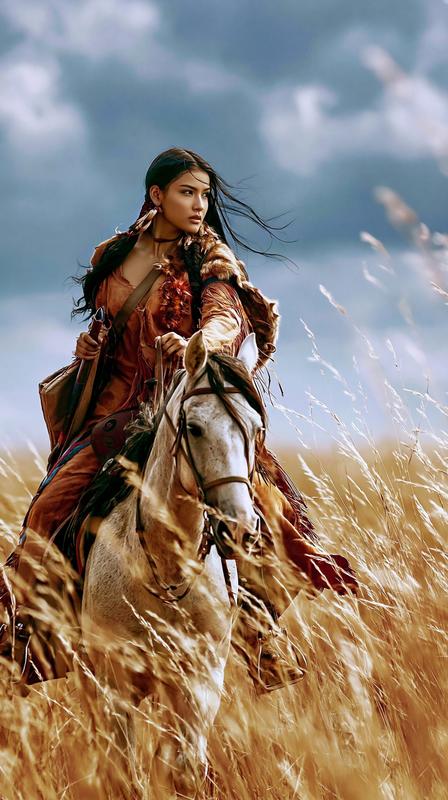 a realistic photo of a beautiful female american indian...