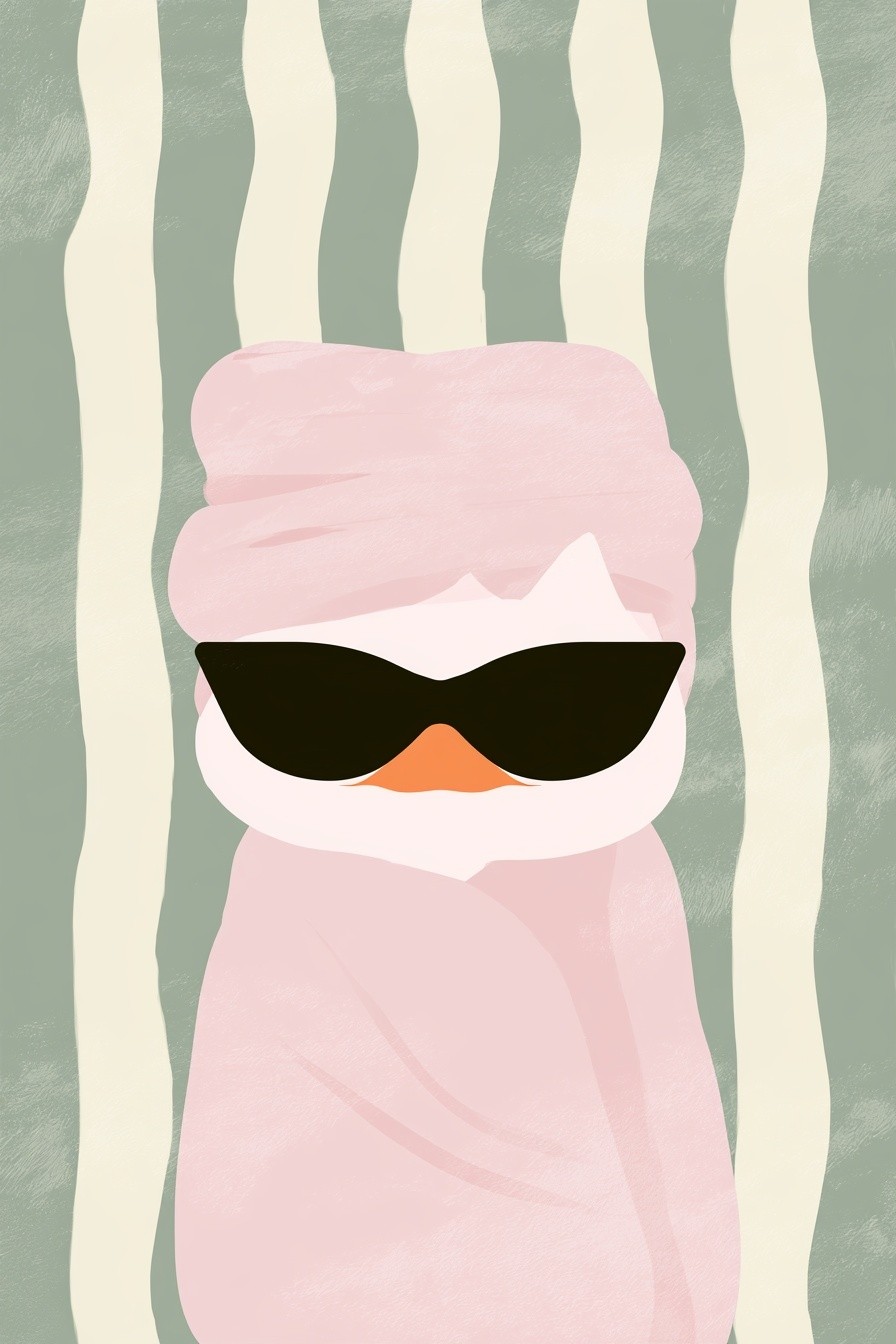 Minimalist hand-drawn digital illustration of a white cat with...