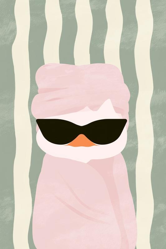 Minimalist hand-drawn digital illustration of a white cat with...