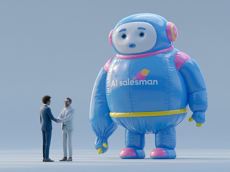 Glossy 3D render satirical editorial scene A giant shiny...