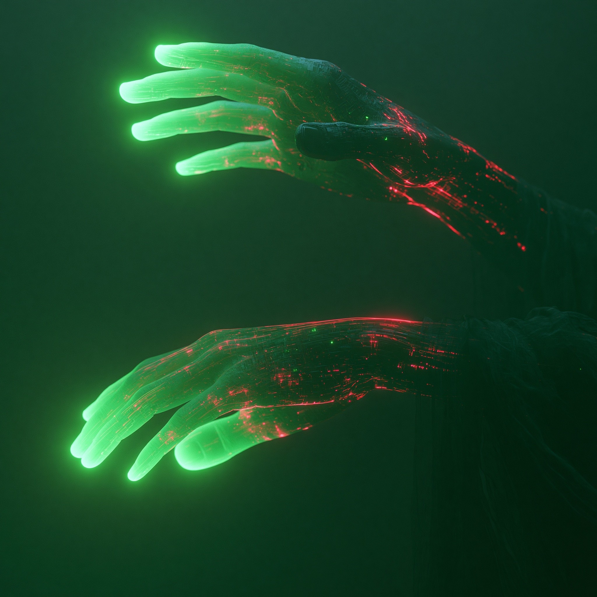 transfer of power between two people hands palm facing...
