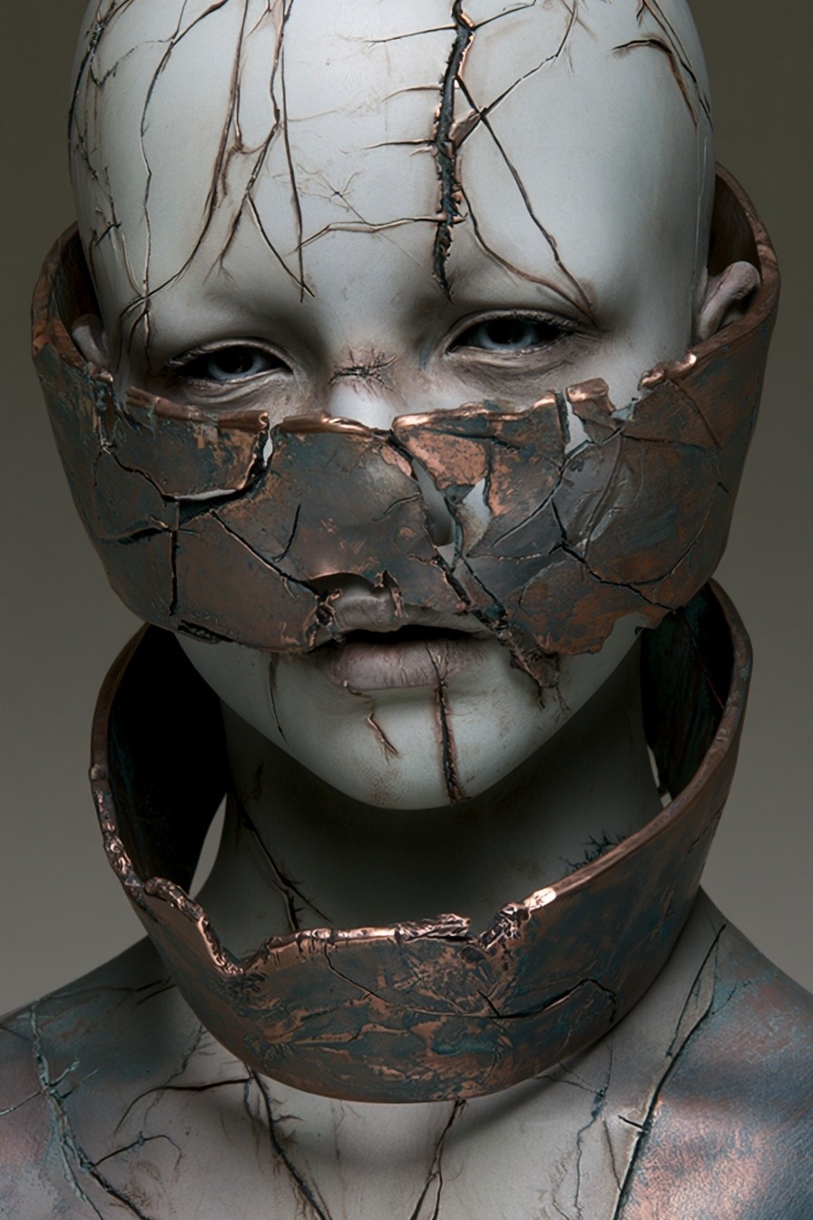 Sculpture made to look like it's weathered patinaed or...