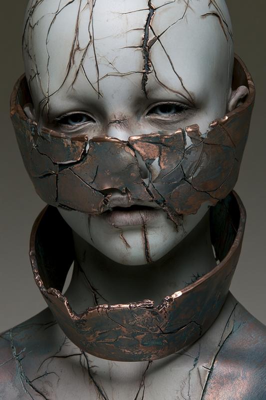 Sculpture made to look like it's weathered patinaed or...
