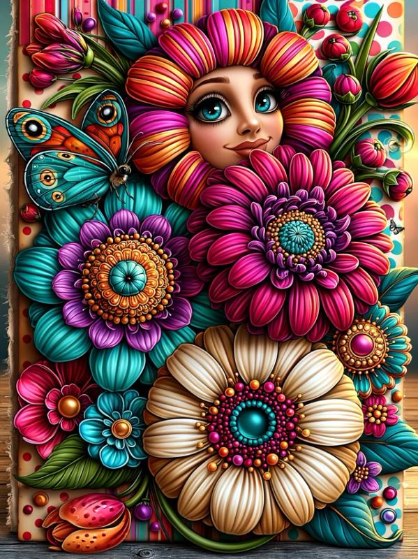 a vintage illustration hand made multi Layerd dimensional Shabby...