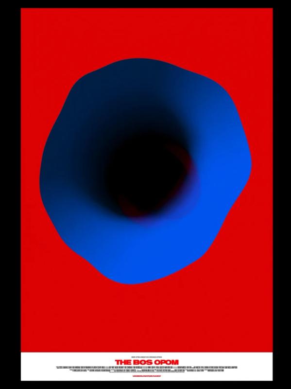 Minimalist movie poster design featuring a large irregular organic...