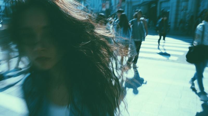 Bright tones long-haired beautiful woman's wobbly figure it's okay...