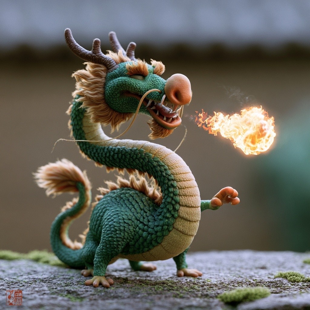 Dragon breathing fire Chang an 30 000 Miles style...