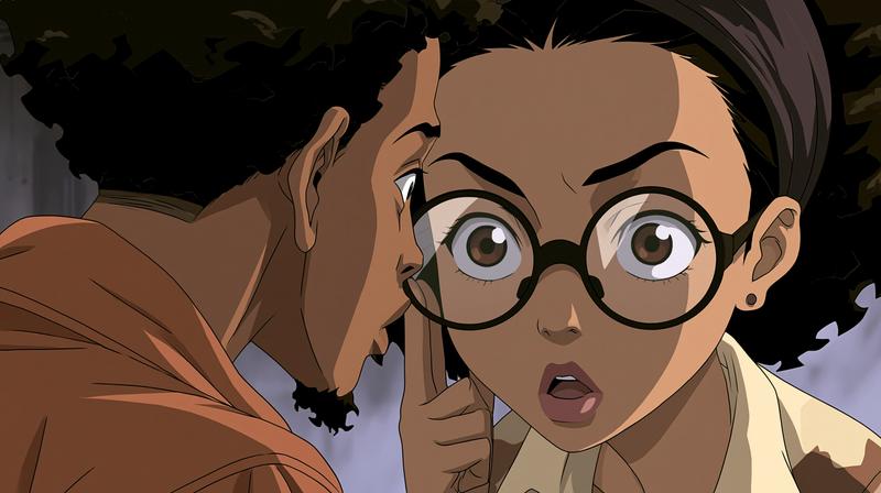 an anime scene for the boondocks of a person...