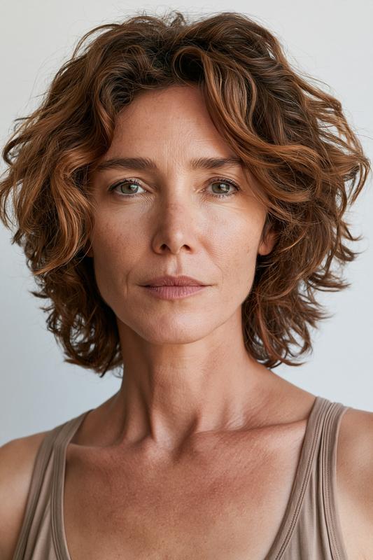 48-year-old French female fashion model delicate facial features slim...