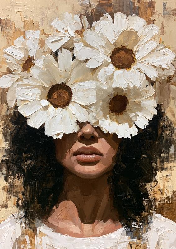 a vibrant impasto painting of a woman rendered with...