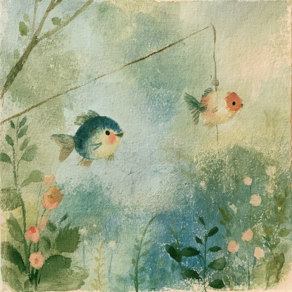 hand-painted gouache and watercolor vintage children's storybook illustration textured...