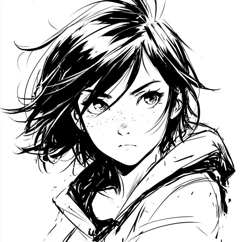 Insert given image reimagined as bold anime ink outline...