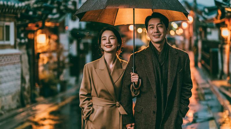 handsome Korean man and elegant Korean woman age around...