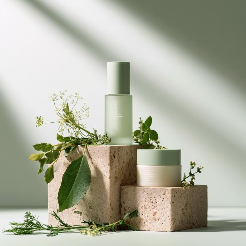 Premium luxury skincare product photography minimalist botanical beauty campaign...