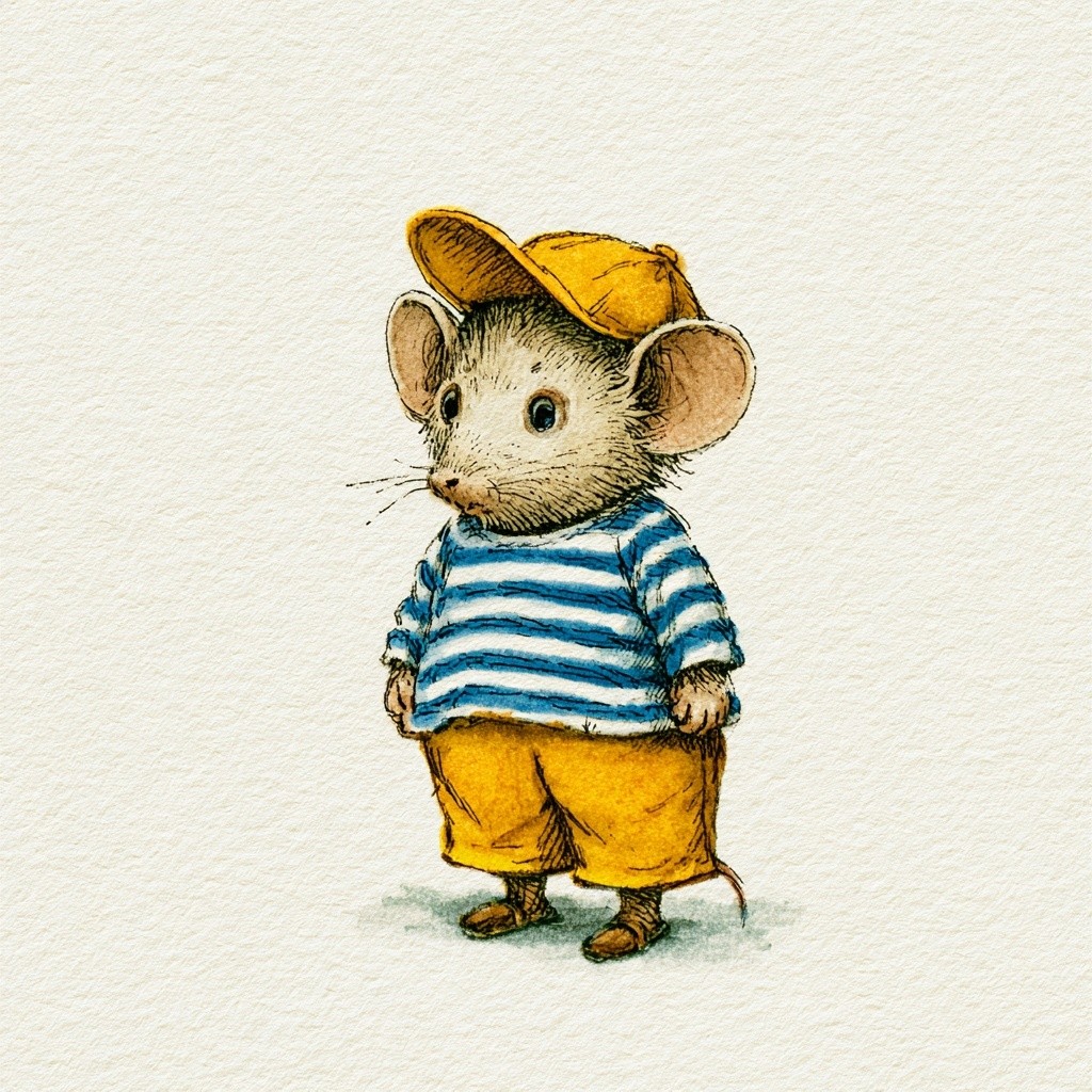 A vintage children's book illustration of a very young...