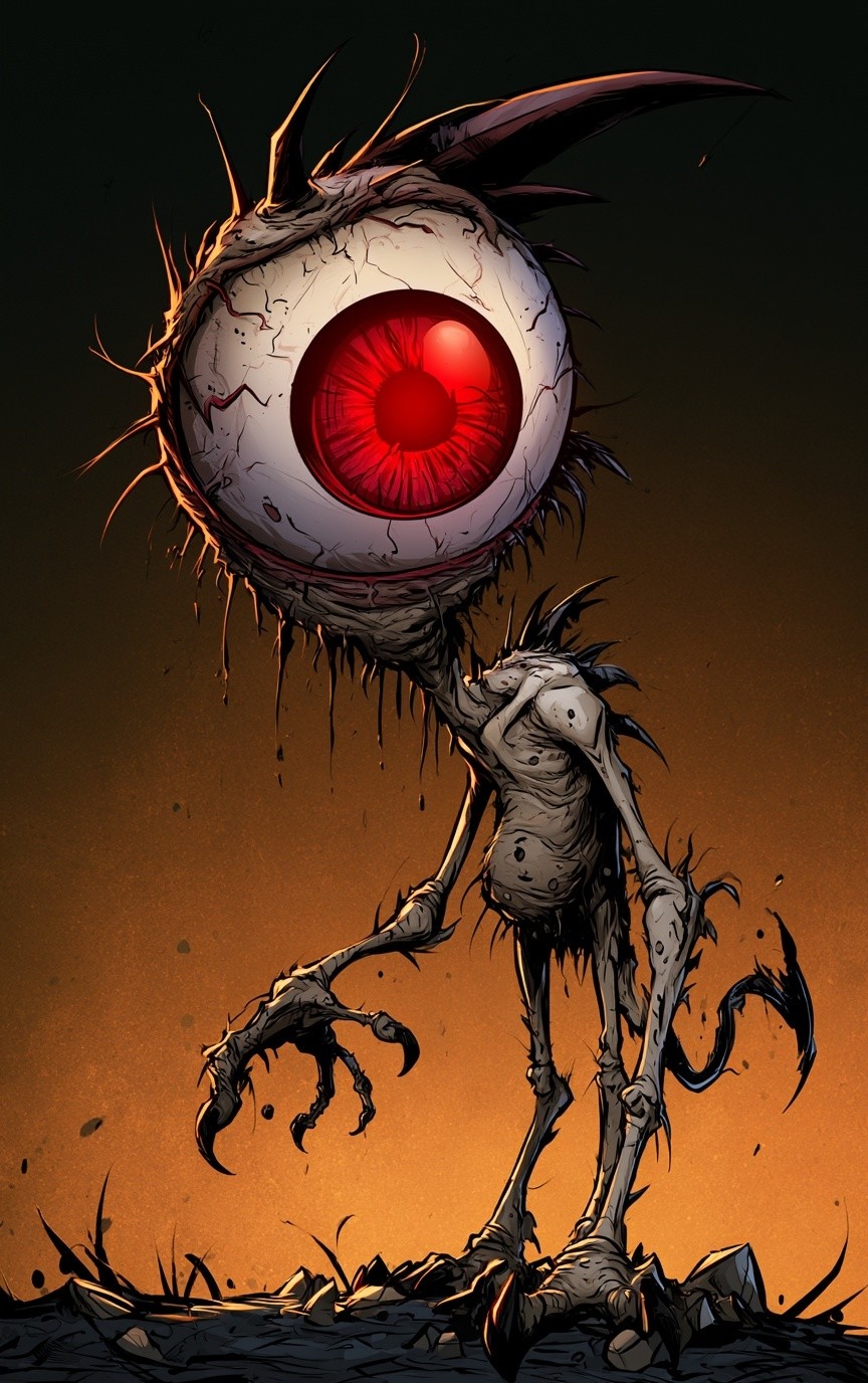 Sci-fi alien horror mutant alien eyeball creature psyche pompos...