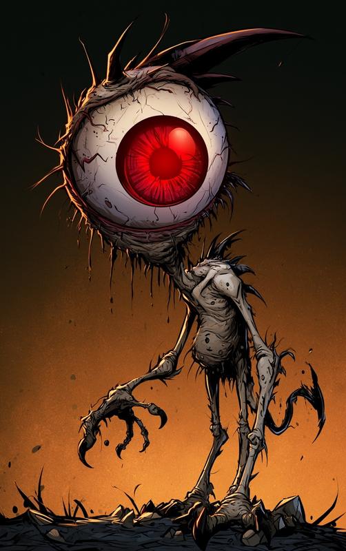 Sci-fi alien horror mutant alien eyeball creature psyche pompos...