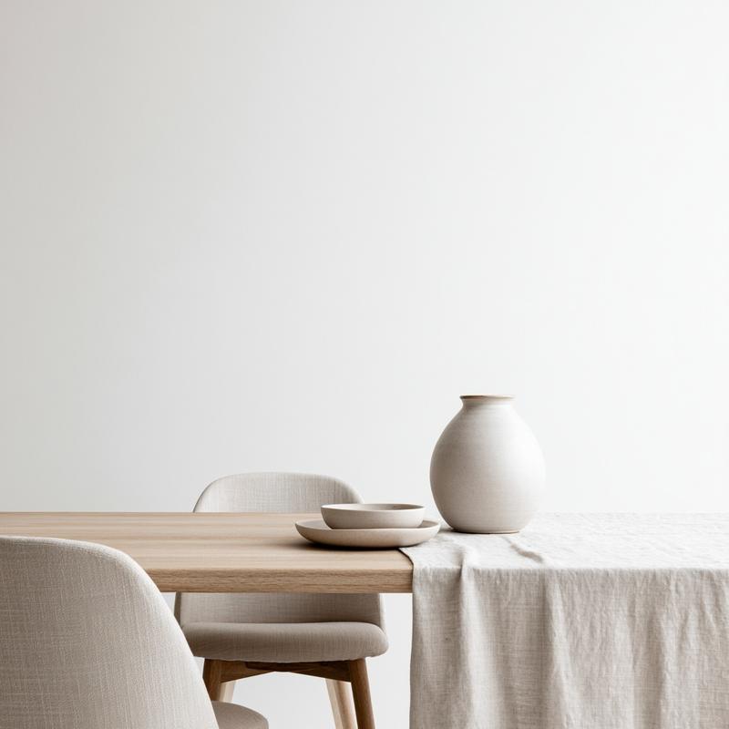 realistic minimalist dining room interior huge clean pure white...